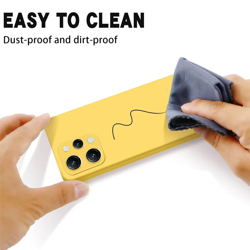 For Xiaomi Redmi 12 4G Anti-Scratch Phone Case Soft Lining Liquid Silicone Cover with Strap - Yellow