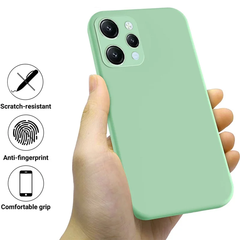 For Xiaomi Redmi 12 4G Anti-Scratch Phone Case Soft Lining Liquid Silicone Cover with Strap - Green