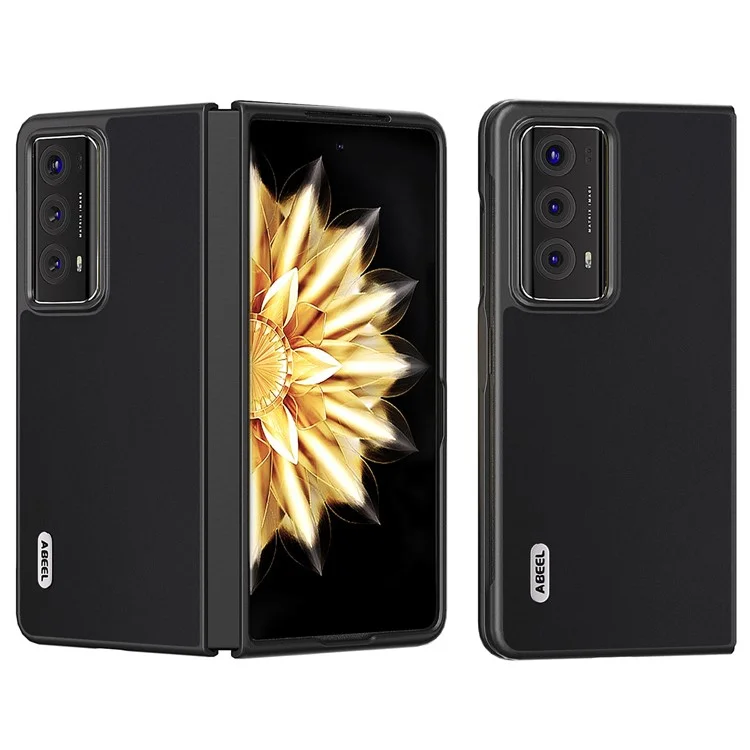 ABEEL For Honor Magic V2 5G Cowhide Leather Coated PC Phone Case Anti-drop Protective Cover - Preto