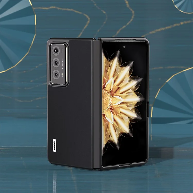 ABEEL For Honor Magic V2 5G Cowhide Leather Coated PC Phone Case Anti-drop Protective Cover - Preto