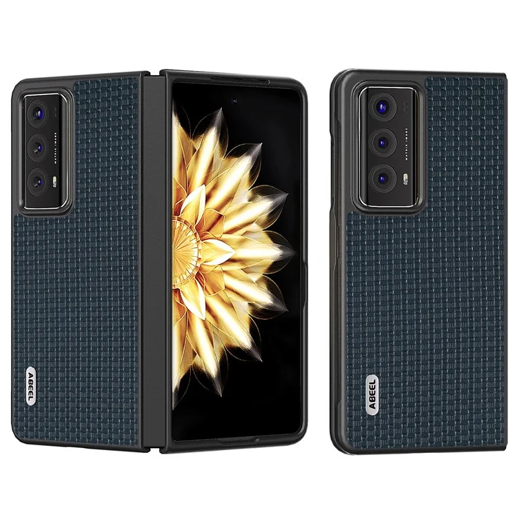 ABEEL For Honor Magic V2 5G Funda de teléfono de PC revestida de cuero de vaca Anticaída Plegable - Azul