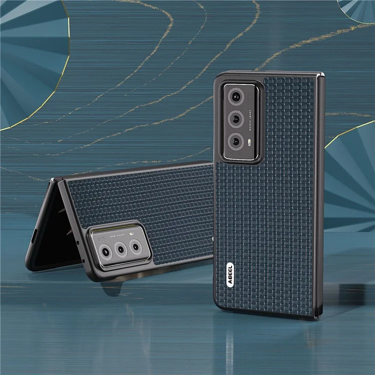 ABEEL For Honor Magic V2 5G Funda de teléfono de PC revestida de cuero de vaca Anticaída Plegable - Azul