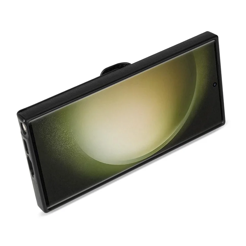 For Samsung Galaxy S23 Ultra Card Slots Phone Cover Zipper Pocket Leather Coated TPU Kickstand Case - Schwarz