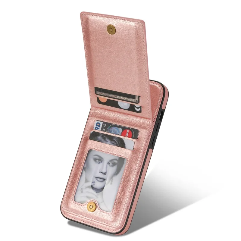 N.BEKUS Per iPhone 15 Pro Max Custodia in Pelle RFID Blocking con Supporto - Rosa