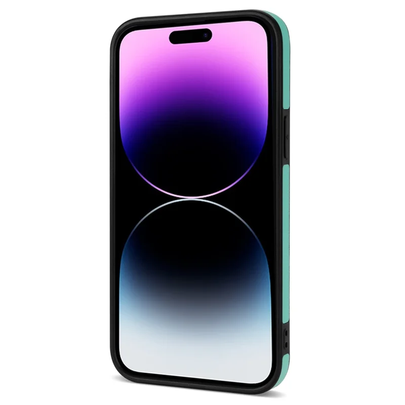 N.BEKUS For iPhone 14 Pro RFID Blocking PU Leather Coated TPU Phone Case Card Slots Kickstand Back Cover - Green