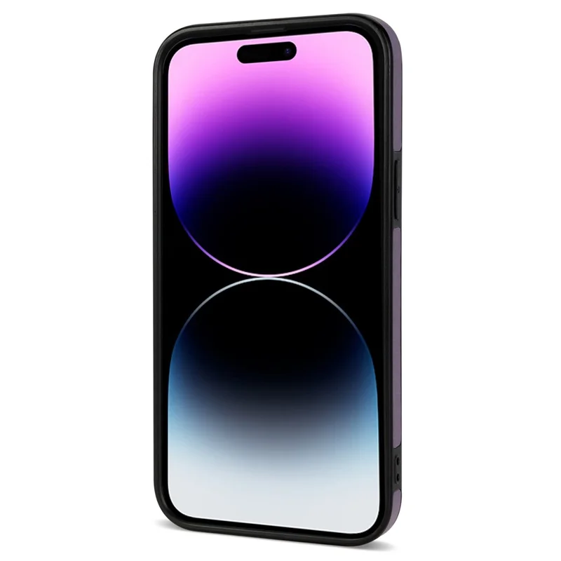 N.BEKUS For iPhone 14 Pro Max PU Leather+TPU Kickstand Cover RFID Blocking Card Holder Phone Case - Purple