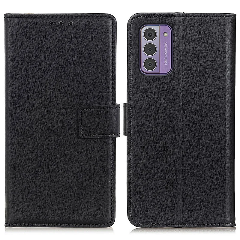 For Nokia G42 Shockproof Cover Textured PU Leather Wallet Stand Phone Case - Black