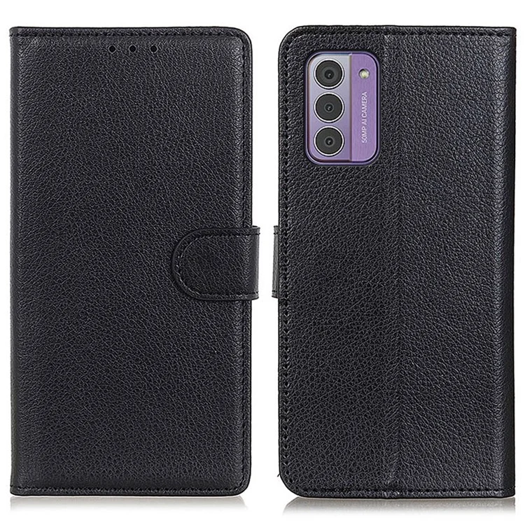 Per Nokia G42 Litchi Texture Protective Stand Cover PU Leather Wallet Phone Case - Nero