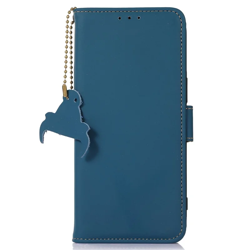 For Nokia G42 RFID Blocking Wallet Stand Phone Case Silky Feeling Genuine Cow Leather Protective Cover - Blue