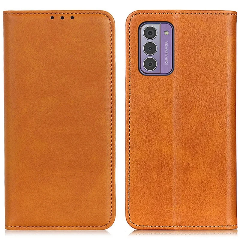 Чехол для телефона из расщепленной кожи для Nokia G42, противоударный, со стойкой, кошелек, защитная крышка - коричневый