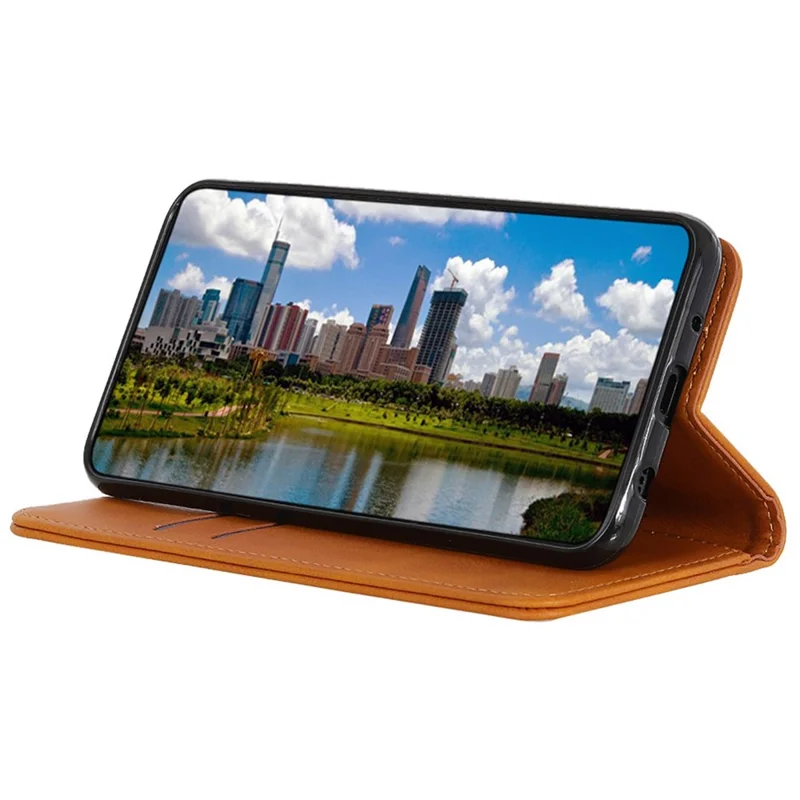 Чехол для телефона из расщепленной кожи для Nokia G42, противоударный, со стойкой, кошелек, защитная крышка - коричневый