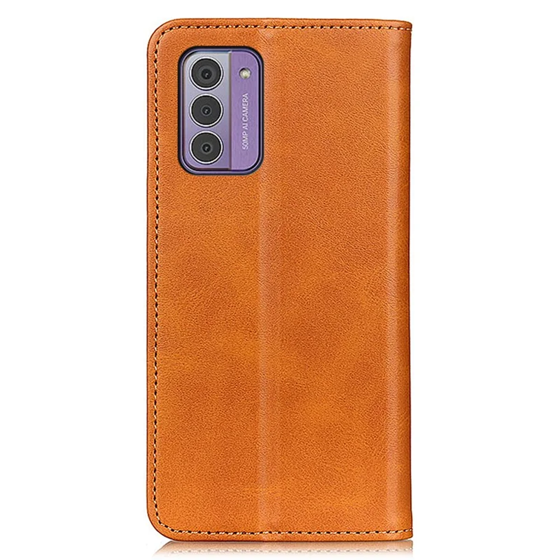 Чехол для телефона из расщепленной кожи для Nokia G42, противоударный, со стойкой, кошелек, защитная крышка - коричневый