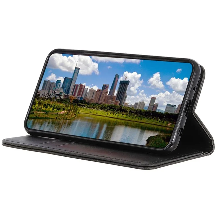 Para Oppo Reno10 Pro 5G (Global) / Reno10 5G (Global) Estuche con tapa de cuero partido, con soporte magnético y billetera - Negro