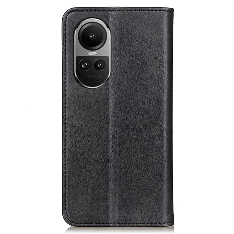 Para Oppo Reno10 Pro 5G (Global) / Reno10 5G (Global) Estuche con tapa de cuero partido, con soporte magnético y billetera - Negro