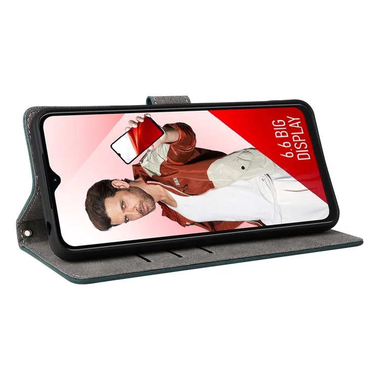 Pour itel A60 (A662L) / A60S Étui antichoc RFID Blocking Wallet Stand PU Leather Phone Cover avec Strap - Vert
