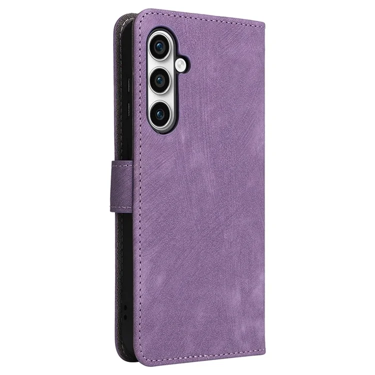 Para Samsung Galaxy S23 FE RFID Blocking Wallet Stand PU Leather Case Cell Phone Cover with Strap - Roxo