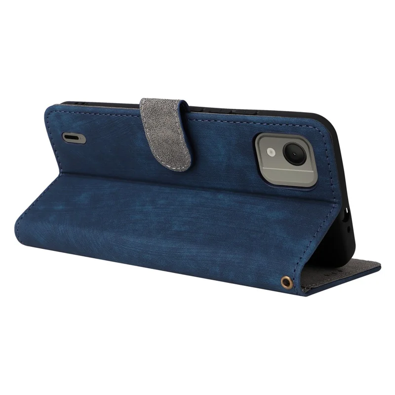 For Nokia C110 Mobile Phone Case RFID Blocking Wallet Stand PU Leather Phone Cover with Strap - Blue