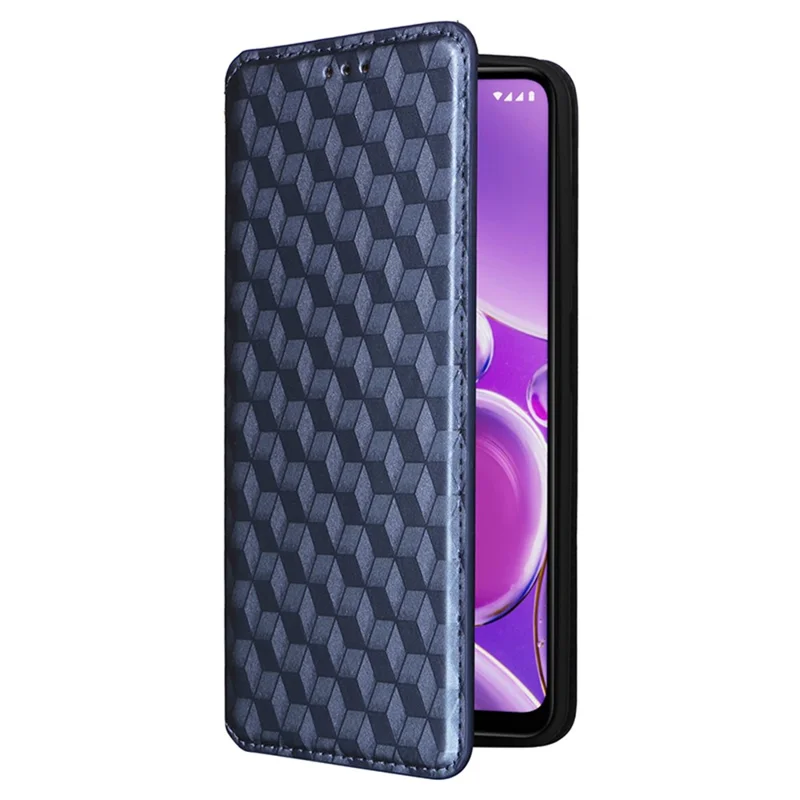 Phone Shell for Nokia G310 PU Leather Rhombus Imprinted Wallet Case Stand Flip Phone Cover - Blue