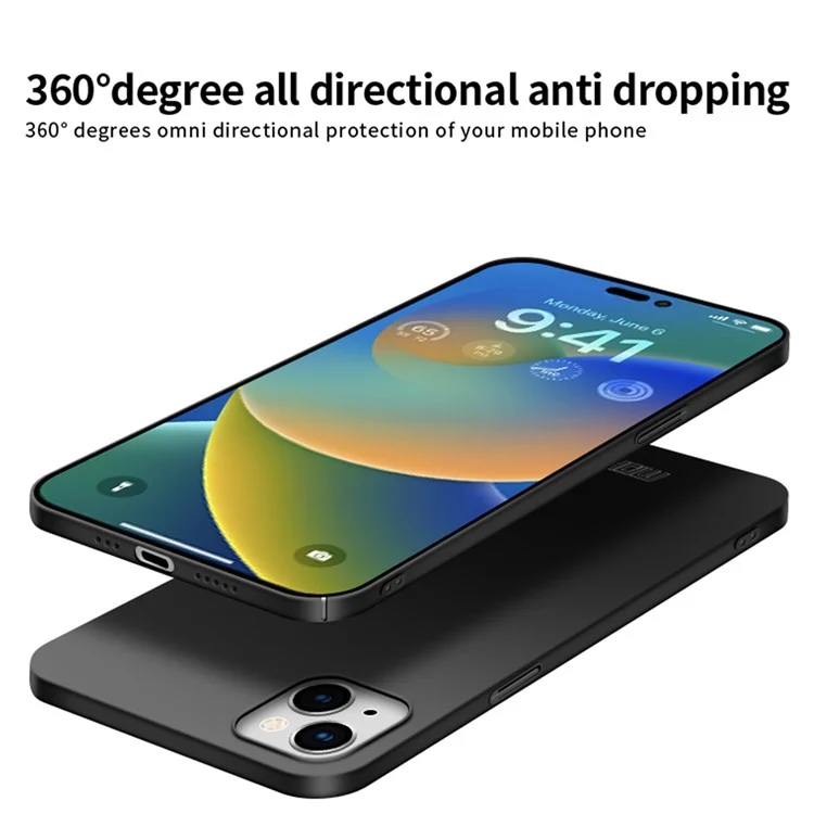 MOFI JK PC Series-1 Shield for iPhone 15 Matte PC Phone Case Dustproof Cell Phone Cover - Black