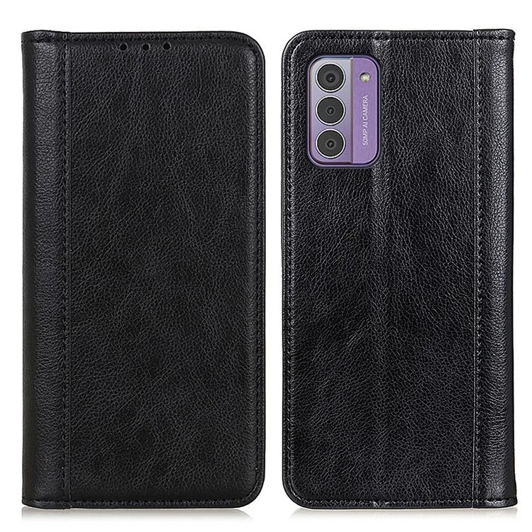 Para Nokia G42 Anti-Arranhões Textura Litchi Divisão de Couro Telefone Caso Carteira Stand Á Prova de Poeira Capa de Telefone - Preto