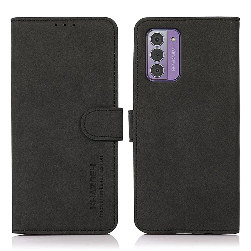 KHAZNEH For Nokia G42 Fine Textured PU Leather Smartphone Case Wallet Stand Phone Cover - Black