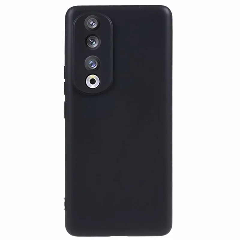 For Honor 90 Precise Cutout Candy Color Phone Shell Glossy TPU Case Soft Smartphone Back Cover - Black