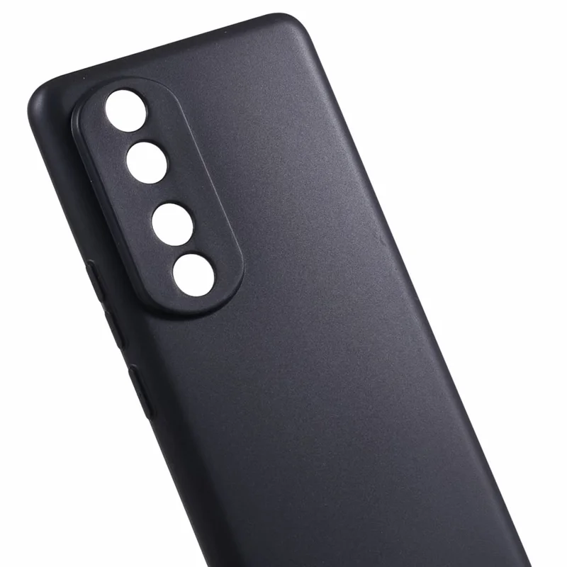 For Honor 90 Precise Cutout Candy Color Phone Shell Glossy TPU Case Soft Smartphone Back Cover - Black