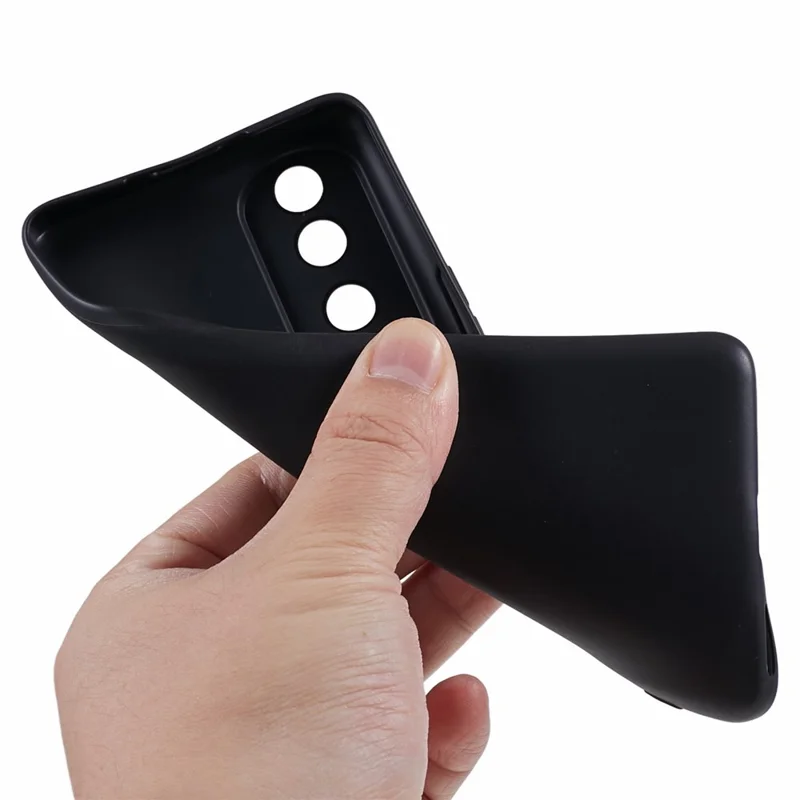 For Honor 90 Precise Cutout Candy Color Phone Shell Glossy TPU Case Soft Smartphone Back Cover - Black