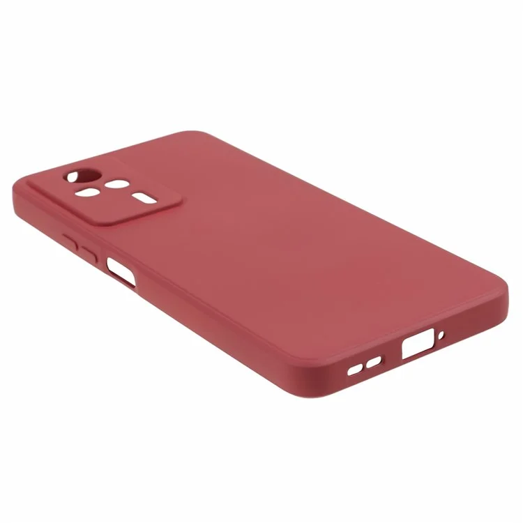 Rubberized Phone TPU Case for Xiaomi Redmi K60E 5G , Fiber Lining Protective Phone Cover - Hawthorn Red