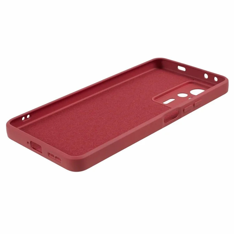 Rubberized Phone TPU Case for Xiaomi Redmi K60E 5G , Fiber Lining Protective Phone Cover - Hawthorn Red