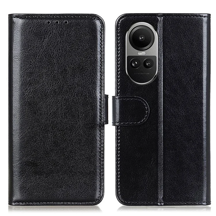 Per Oppo Reno10 Pro 5G (Global) / Reno10 5G (Global) Stand Crazy Horse Texture Cover Wallet PU Leather Cell Phone Case - Nero