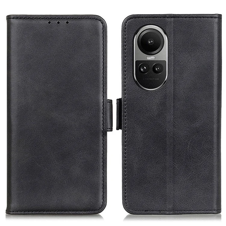 Para Oppo Reno10 Pro 5G (Global) / Reno10 5G (Global) Carteira de Telefone Case Textura em Couro de Vaca PU Leather Phone Stand Cover - Preto