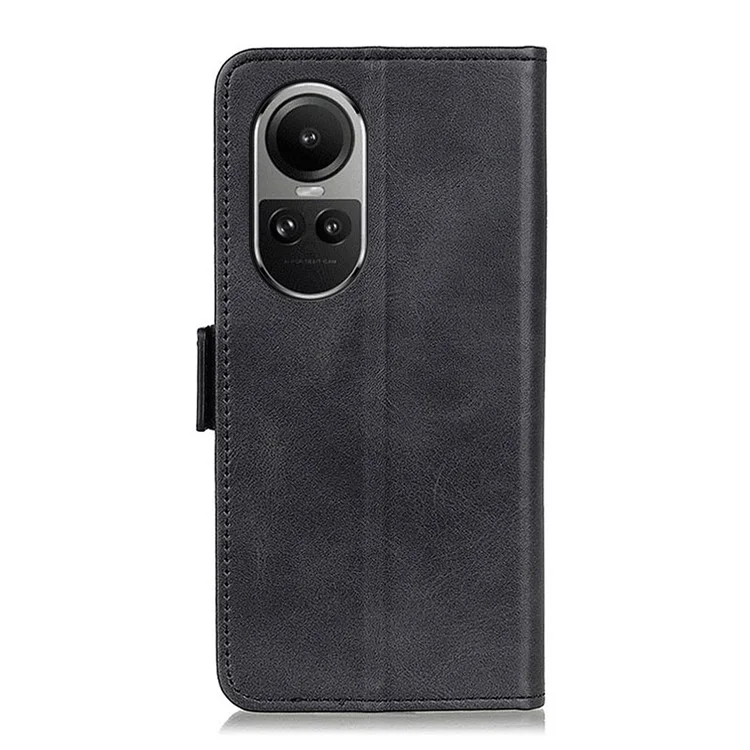 Para Oppo Reno10 Pro 5G (Global) / Reno10 5G (Global) Carteira de Telefone Case Textura em Couro de Vaca PU Leather Phone Stand Cover - Preto