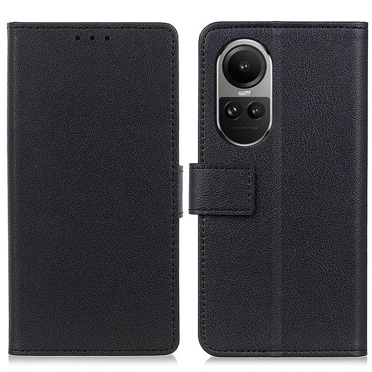 Para Oppo Reno10 Pro 5G (Global) / Reno10 5G (Global) Funda de teléfono tipo cartera con soporte Cubierta de piel de PU con textura - Negro