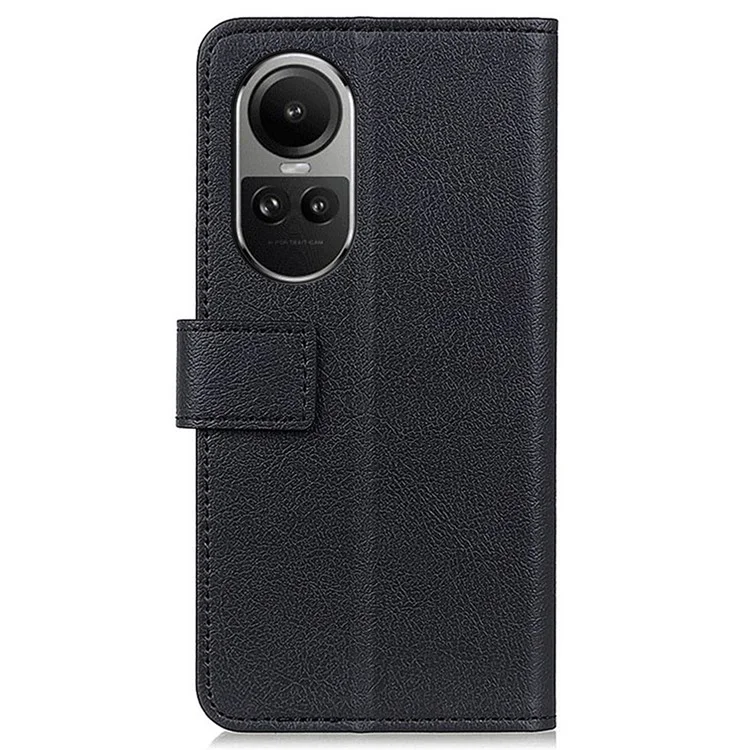 Para Oppo Reno10 Pro 5G (Global) / Reno10 5G (Global) Funda de teléfono tipo cartera con soporte Cubierta de piel de PU con textura - Negro