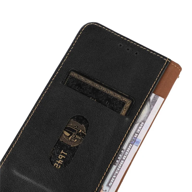 KHAZNEH For Honor 90 Lite 5G / X50i 5G Чехол для телефона Genuine Cow Leather Stand Cover RFID Blocking Wallet Shell - Black