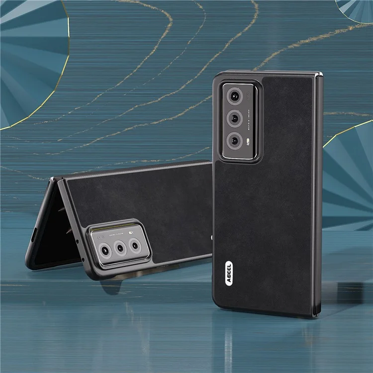 ABEEL For Honor Magic V2 5G Funda de teléfono de PC revestida de cuero texturizado - Negro