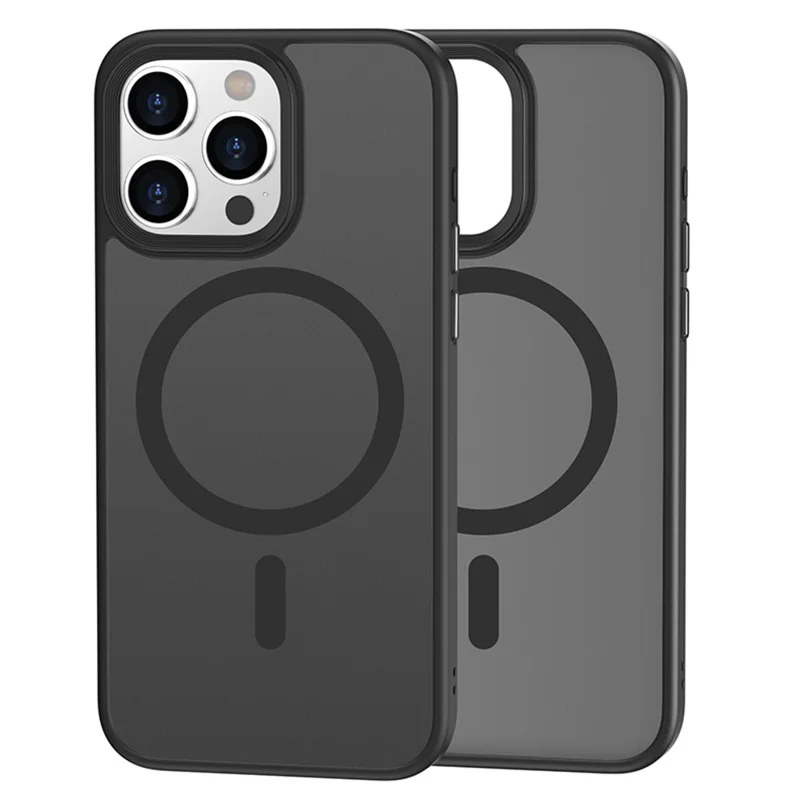 Magnetic Case for iPhone 15 Pro Max PC+TPU Case Compatible with MagSafe Skin-touch Matte Phone Cover - Black