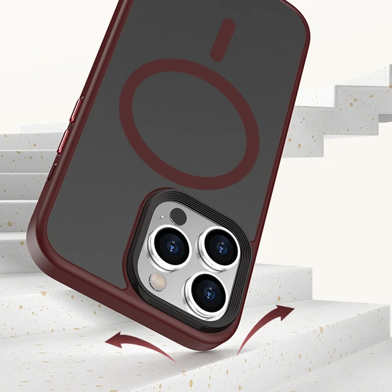 Magnetic Case for iPhone 15 Pro Max PC+TPU Case Compatible with MagSafe Skin-touch Matte Phone Cover - Black