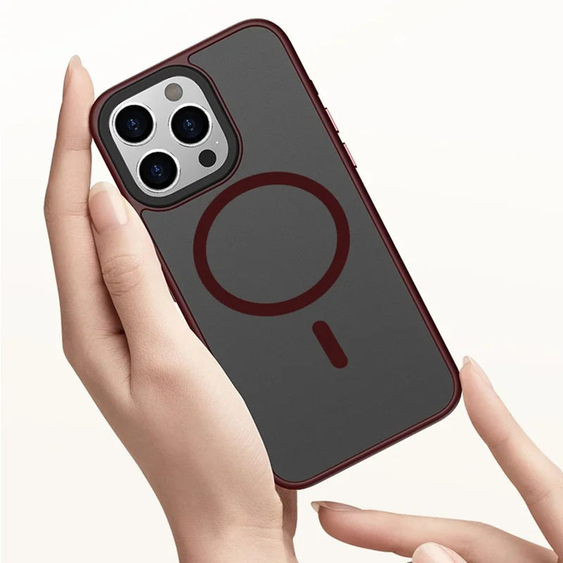 Magnetic Case for iPhone 15 Pro Max PC+TPU Case Compatible with MagSafe Skin-touch Matte Phone Cover - Black