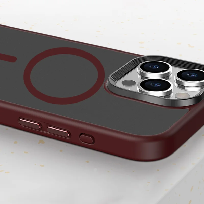 Magnetic Case for iPhone 15 Pro Max PC+TPU Case Compatible with MagSafe Skin-touch Matte Phone Cover - Black