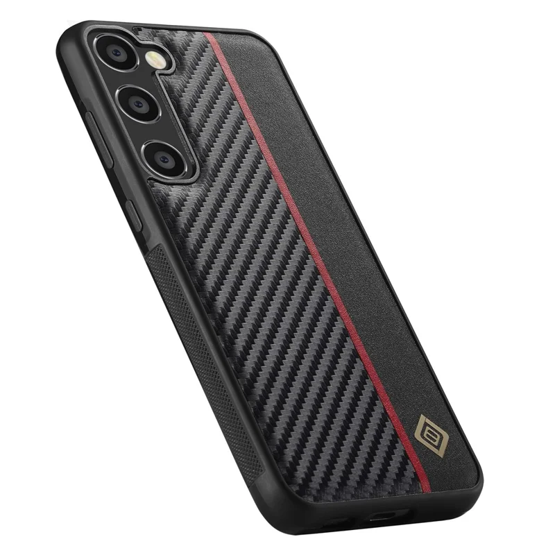 LC.IMEEKE For Samsung Galaxy S23 Carbon Fiber Splicing Leather Coating Phone Cover TPU + EVA Case