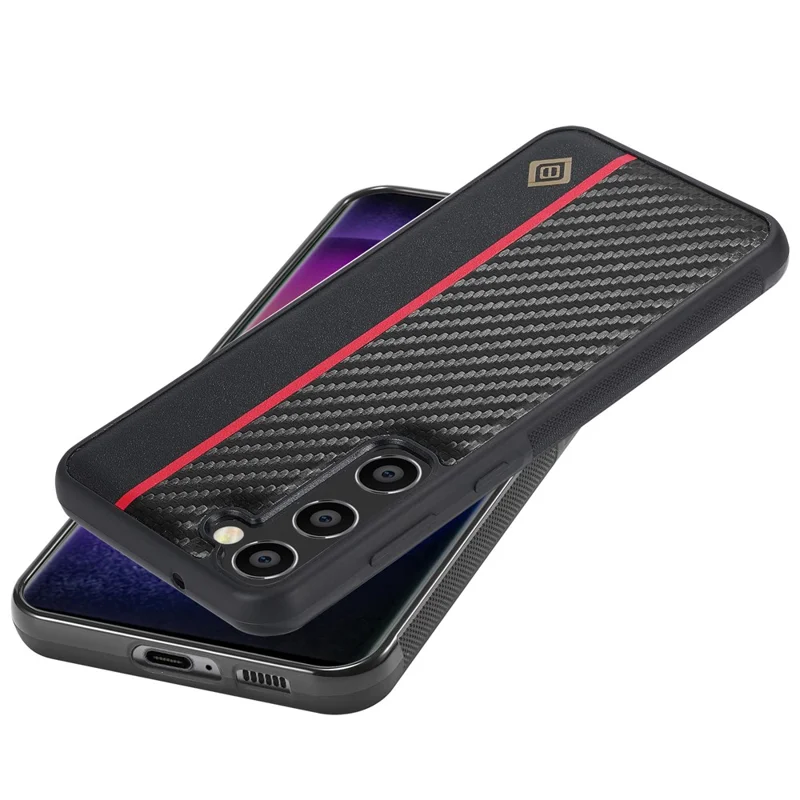 LC.IMEEKE For Samsung Galaxy S23 Carbon Fiber Splicing Leather Coating Phone Cover TPU + EVA Case