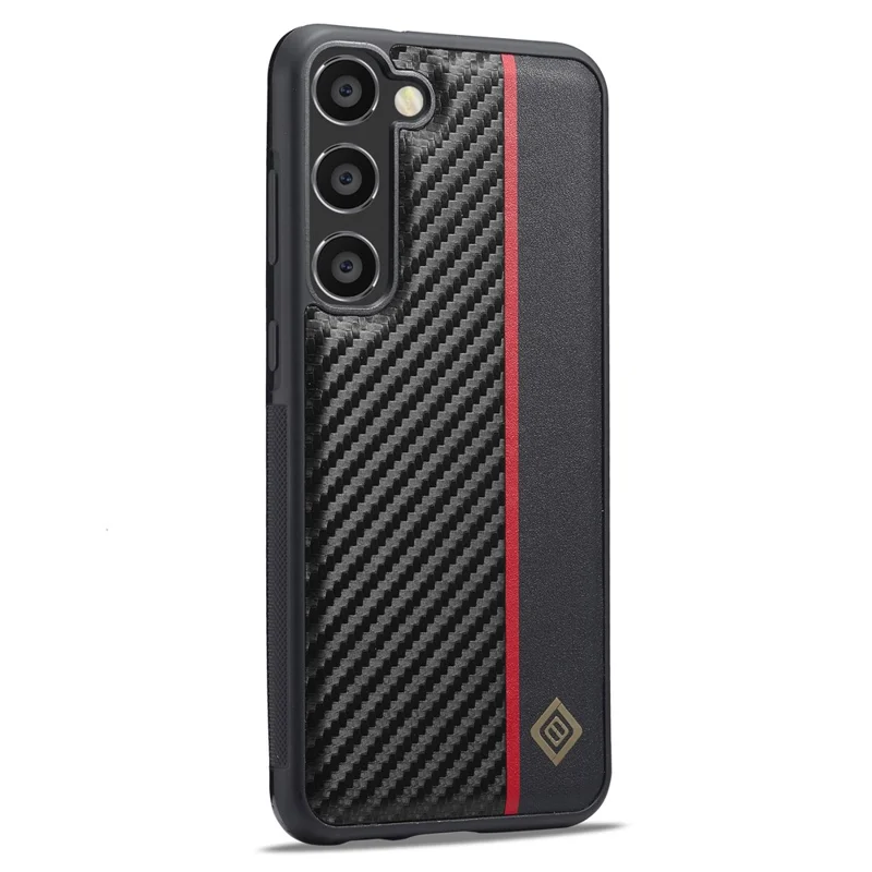 LC.IMEEKE For Samsung Galaxy S23 Carbon Fiber Splicing Leather Coating Phone Cover TPU + EVA Case