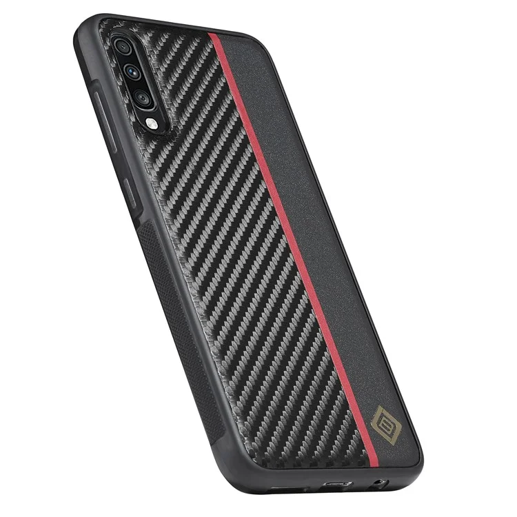 LC.IMEEKE For Samsung Galaxy A50 / A50s / A30s Phone Case Carbon Fiber Splicing Leather + TPU + EVA Cover