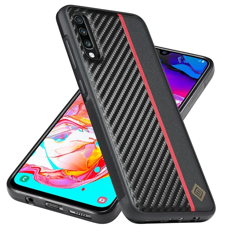 Lc. Imeeke Pour Samsung Galaxy A50 / A50s / A30s Téléphone Case en Fibre de Carbone en Cuir Épissant + TPU + EVA Couverture