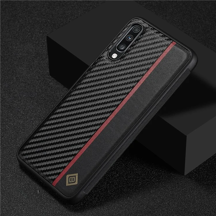 Lc. Imeeke Pour Samsung Galaxy A50 / A50s / A30s Téléphone Case en Fibre de Carbone en Cuir Épissant + TPU + EVA Couverture