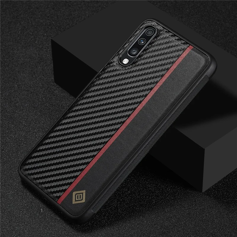 LC.IMEEKE Leather Coated TPU + EVA Case for Samsung Galaxy A70 , Carbon Fiber Splicing Phone Cover