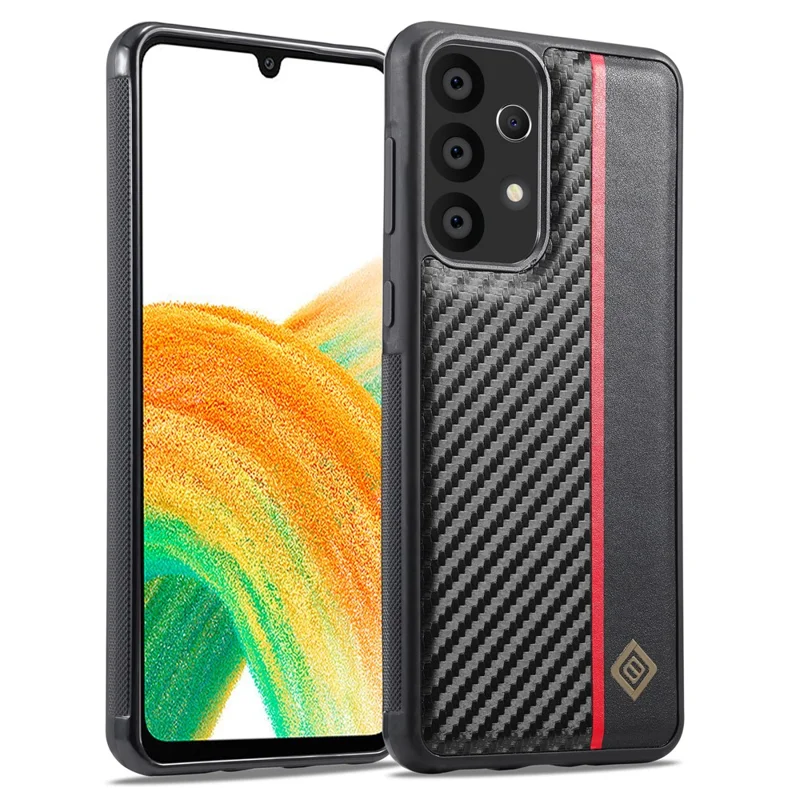 LC.IMEEKE Für Samsung Galaxy A33 5G Carbon Fiber Splicing Case PU Leder + TPU + EVA Handyhülle