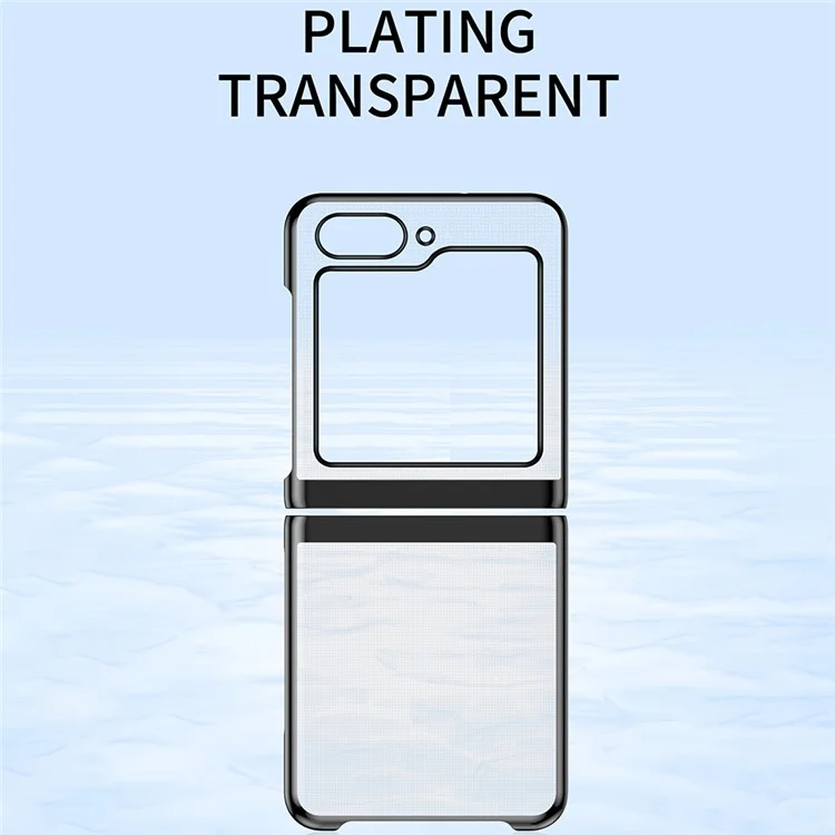Clear Back Cover for Samsung Galaxy Z Flip5 5G , Hard PC Electroplating Frame Phone Case - Silver